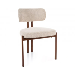 Стілець кухонний обідній м'який Misaki D Світло-бежева тканина / Горіх каркас