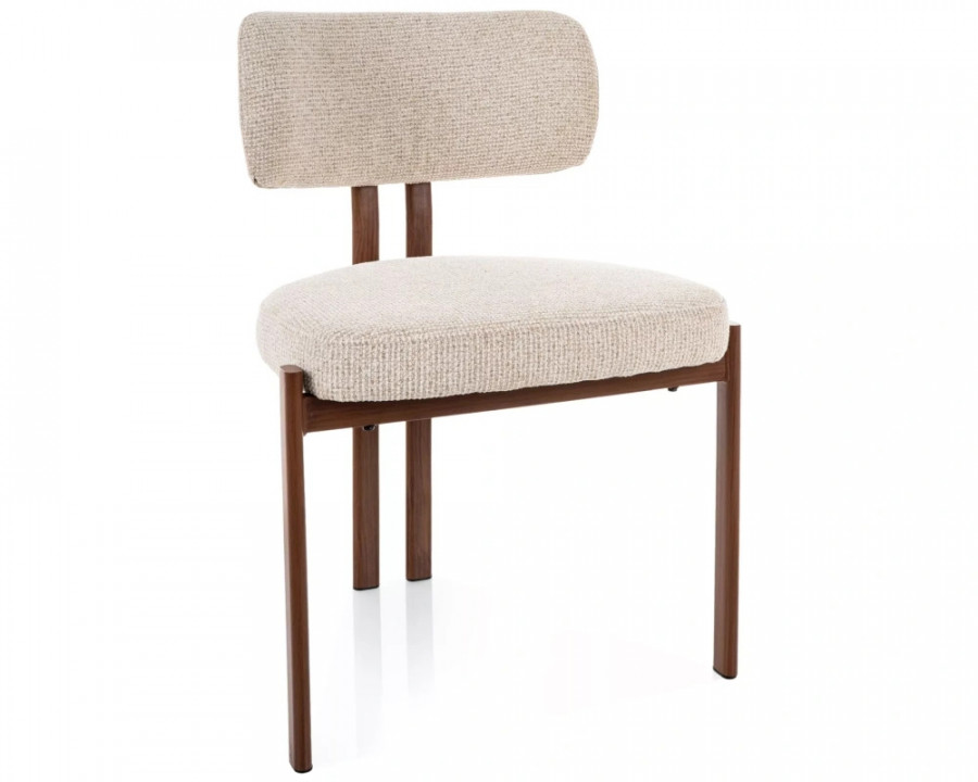Стілець кухонний обідній м'який Misaki D Світло-бежева тканина / Горіх каркас