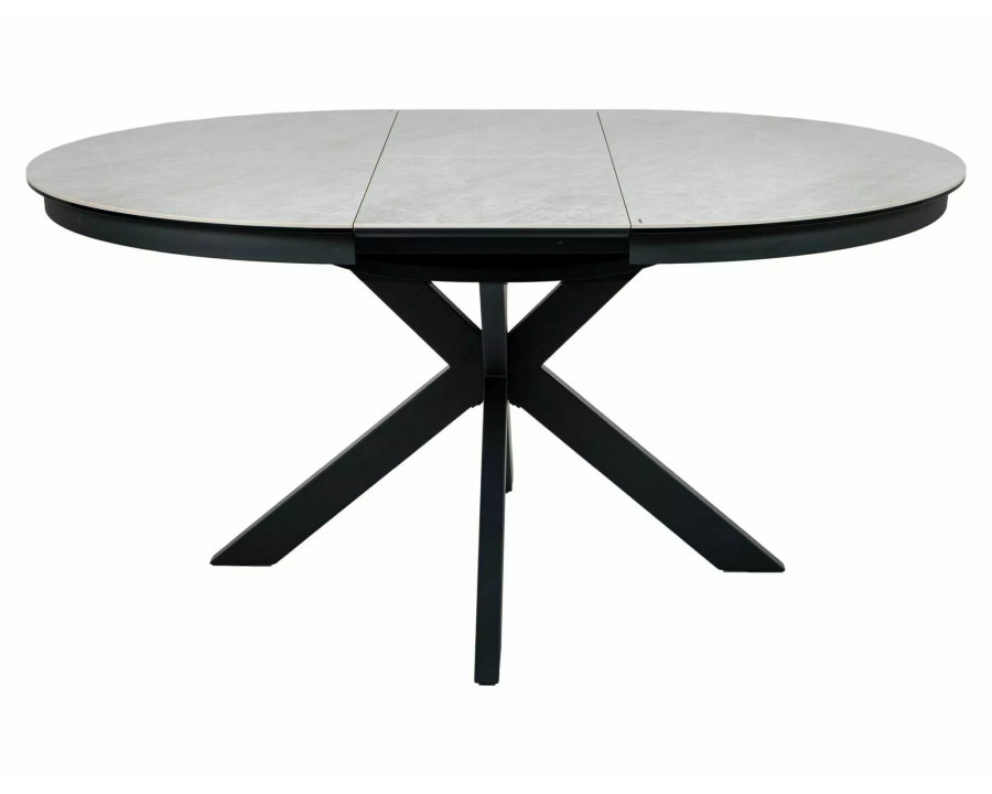 Стіл обідній кухонний розкладний Porto Ceramic (120–160)×120 см Кераміка Беж / Чорний каркас