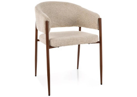 Стілець кухонний обідній м'який Akita D Світло-бежева тканина / Горіх каркас