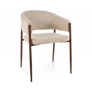 Стілець кухонний обідній м'який Akita D Світло-бежева тканина / Горіх каркас