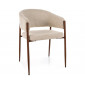 Стілець кухонний обідній м'який Akita D Світло-бежева тканина / Горіх каркас