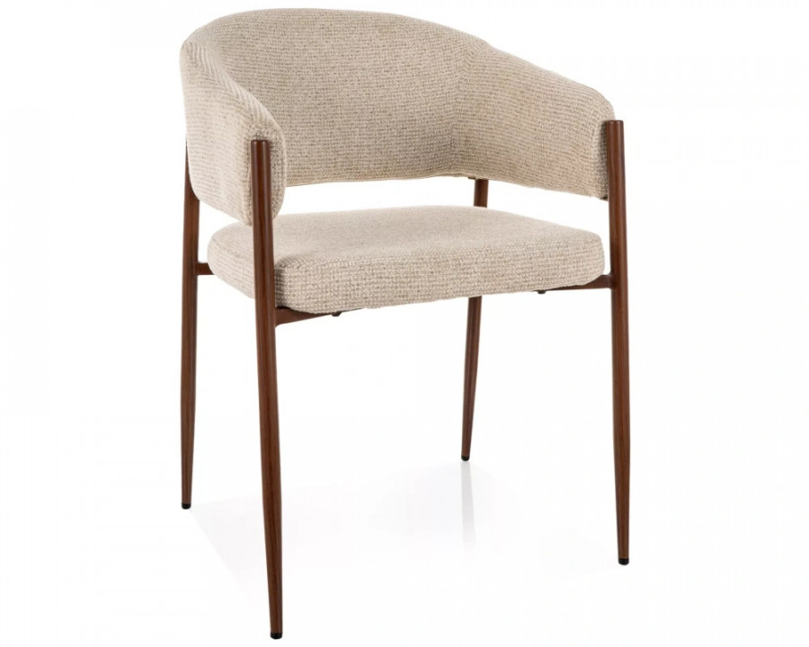 Стілець кухонний обідній м'який Akita D Світло-бежева тканина / Горіх каркас