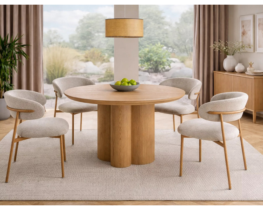 Стіл обідній кухонний Rosalia ø120 см МДФ + шпон Дуб / Дуб каркас