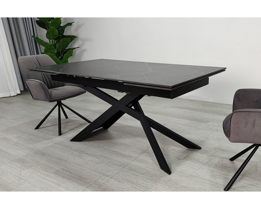 Стіл обідній розкладний MADISON CERAMIC 160(240)*90 чорний мат/чорний