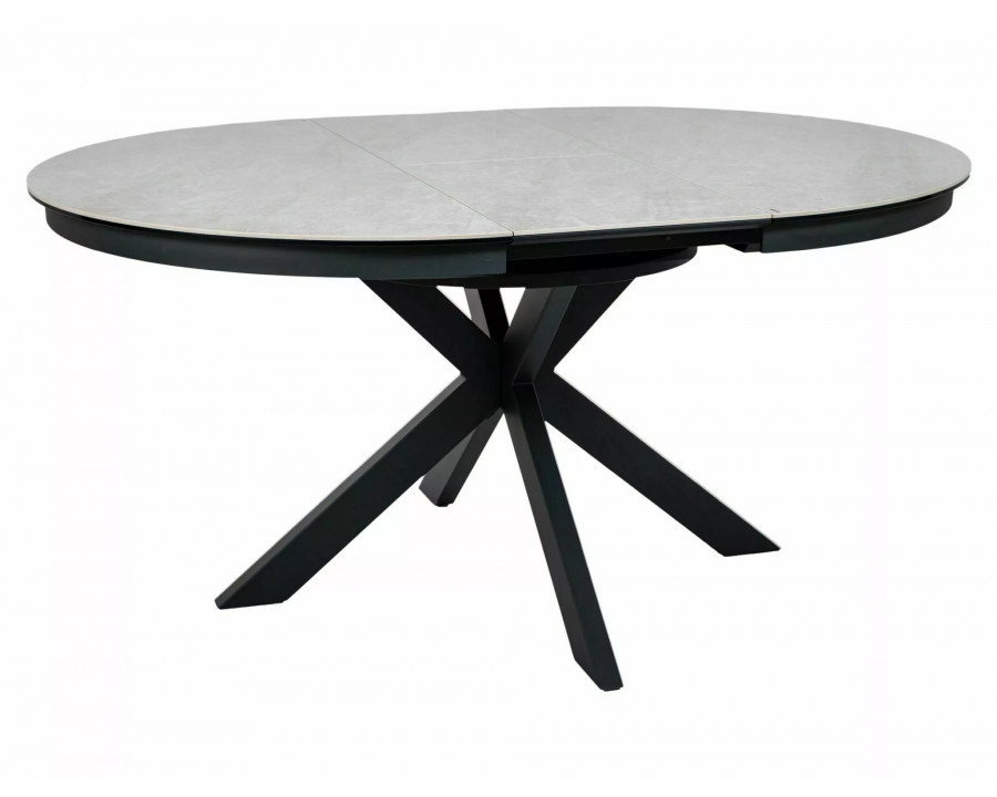 Стіл обідній кухонний розкладний Porto Ceramic (120–160)×120 см Кераміка Беж / Чорний каркас