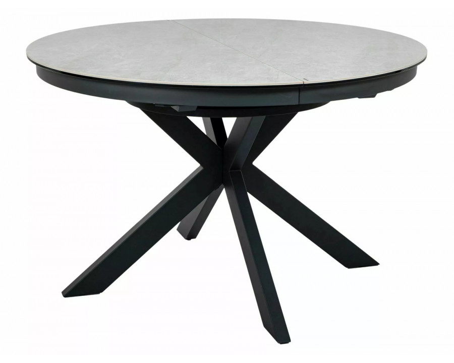 Стіл обідній кухонний розкладний Porto Ceramic (120–160)×120 см Кераміка Беж / Чорний каркас