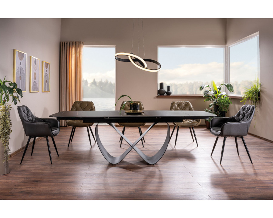 Стіл обідній розкладний INFINITY CERAMIC 160(240)*95 чорний AZARIO BLACK/чорний мат INFINITYCBC160