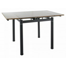 Обідній стіл розкладний GD-082 Горіх Вінтаж / Чорний мат Діаметр 80(131)X80 GD082OVC80