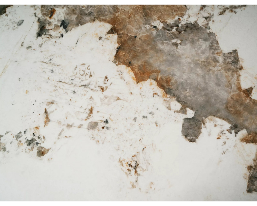 Стіл обідній кухонний розкладний Infinity Ceramic (160–240)×95 см Кераміка Білий / Мідний каркас