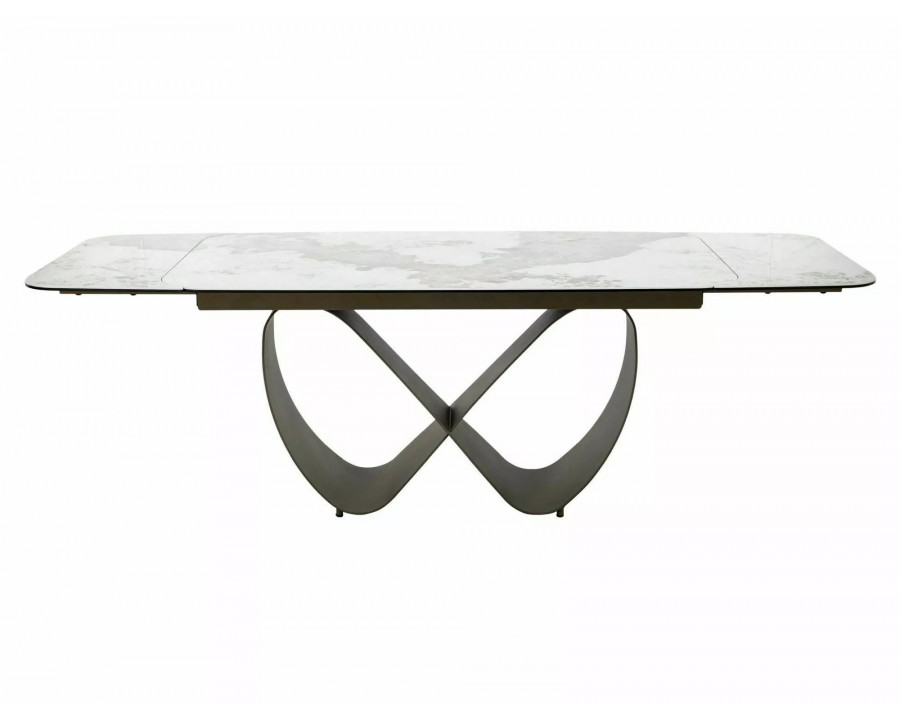 Стіл обідній кухонний розкладний Infinity Ceramic (160–240)×95 см Кераміка Білий / Мідний каркас