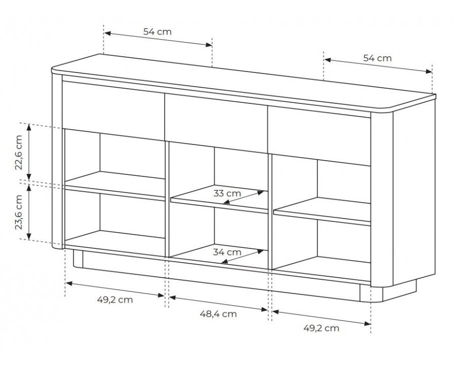 Комод Торро / Torro 3D3S/163 3-дверний з 3 шухядами Дуб кремона/чорний