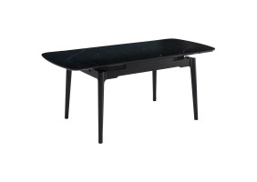 Стіл обідній розкладний DUBLIN CERAMIC 120(180)*80 чорний мат/чорний каркас
