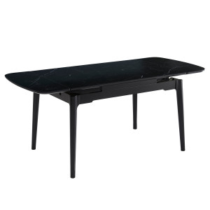 Стіл обідній розкладний DUBLIN CERAMIC 120(180)*80 чорний мат/чорний каркас