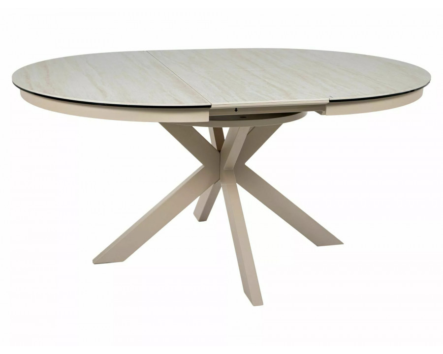 Стіл обідній кухонний розкладний Porto Ceramic (120–160)×120 см Кераміка Беж / Кашемір каркас