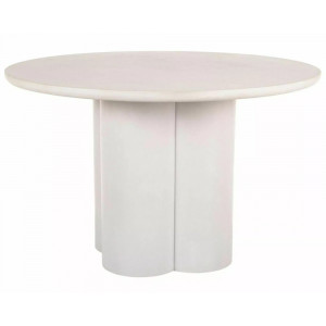 Стіл обідній кухонний Rosalia ø120 см МДФ + мікроцемент Екрю / Екрю каркас