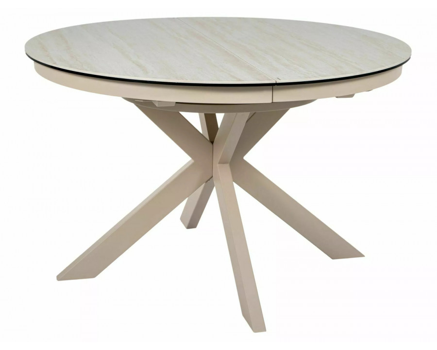 Стіл обідній кухонний розкладний Porto Ceramic (120–160)×120 см Кераміка Беж / Кашемір каркас