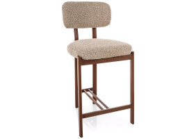 Напівбарний стілець кухонний Misaki H-2 Бежева тканина / Горіх каркас