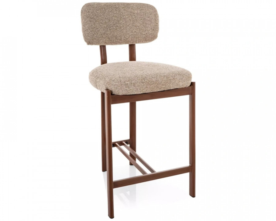 Напівбарний стілець кухонний Misaki H-2 Бежева тканина / Горіх каркас