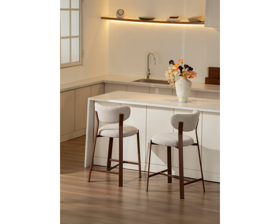 Напівбарний стілець NOMI H-1 горіх метал/бежева тканина