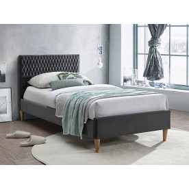 Ліжко односпальне AZURRO VELVET 90X200 колір сірий/дуб BLUVEL 14
