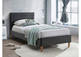 Ліжко односпальне AZURRO VELVET 90X200 колір сірий/дуб BLUVEL 14