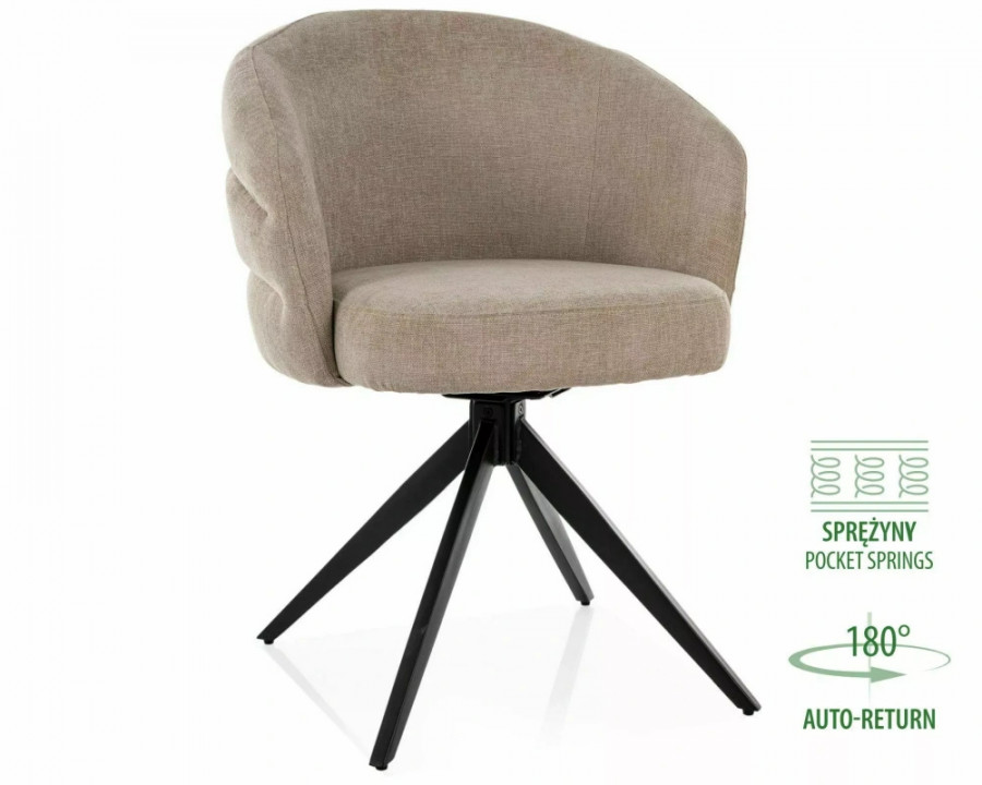 Стілець кухонний обідній м'який Ores Бежева тканина / Чорний каркас