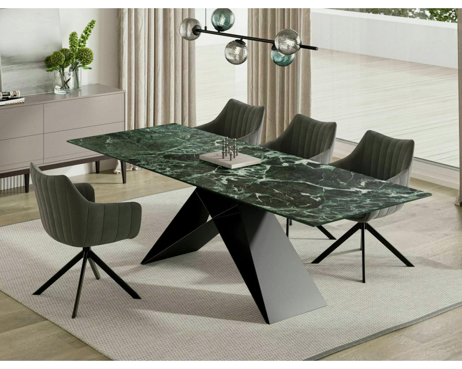 Стіл обідній розкладний WESTIN CERAMIC Морський VERDE ALPI / Чорний мат (160-240)X90 WESTINTVC160