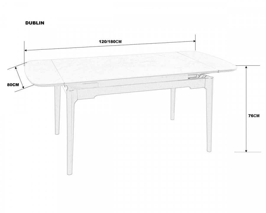 Стіл обідній розкладний DUBLIN CERAMIC 120(180)*80 чорний мат/чорний каркас