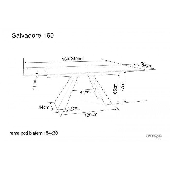 Стіл обідній розкладний SALVADORE 160(240)*90 коричневий ефект дерева/чорний мат SALVADOREBRC160