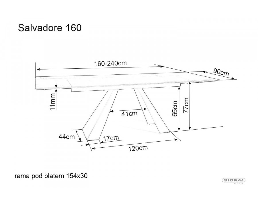 Стіл обідній розкладний SALVADORE 160(240)*90 коричневий ефект дерева/чорний мат SALVADOREBRC160