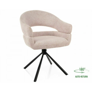 Стілець кухонний обідній м'який Borgo Leo Світло-бежева тканина / Чорний каркас