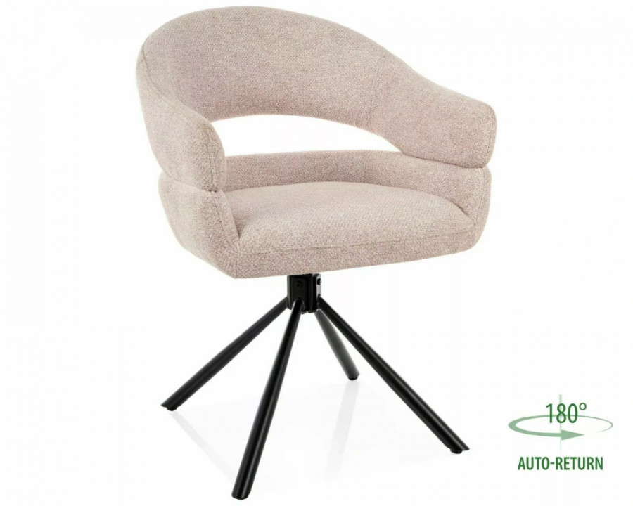 Стілець кухонний обідній м'який Borgo Leo Світло-бежева тканина / Чорний каркас