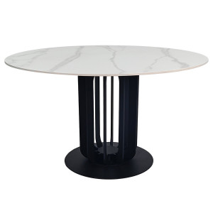 Стіл обідній OLYMPIA CERAMIC стіл білий мат/чорний д,130