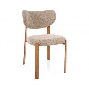 Стілець кухонний обідній м'який Rin D Бежева тканина / Дуб каркас
