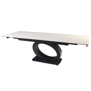 Стіл OVIDIO CERAMIC 160(240)*90 білий дуб/чорний каркас