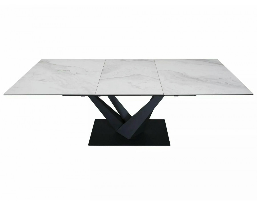 Стіл обідній розкладний SORENTO CERAMIC Білий Nature Cloud / Чорний мат 160(220)X90
