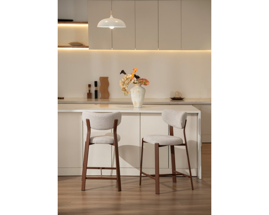 Напівбарний стілець NOMI H-1 горіх метал/бежева тканина