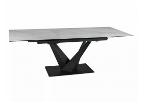 Стіл обідній розкладний SORENTO CERAMIC Білий Nature Cloud / Чорний мат 160(220)X90