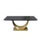 Стіл обідній Мун розкладний керамічний, 180/260x90x75 см, Чорний мат золота нога
