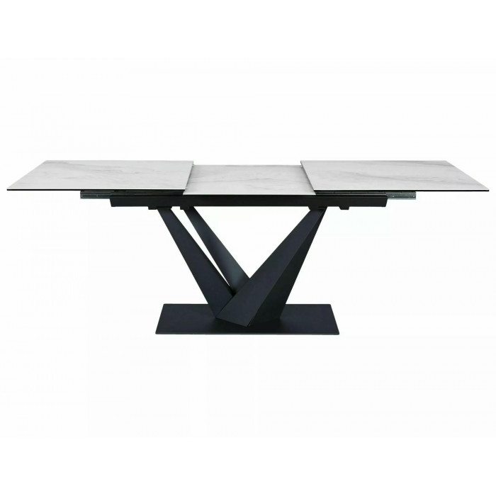 Стіл обідній розкладний SORENTO CERAMIC Білий Nature Cloud / Чорний мат 160(220)X90