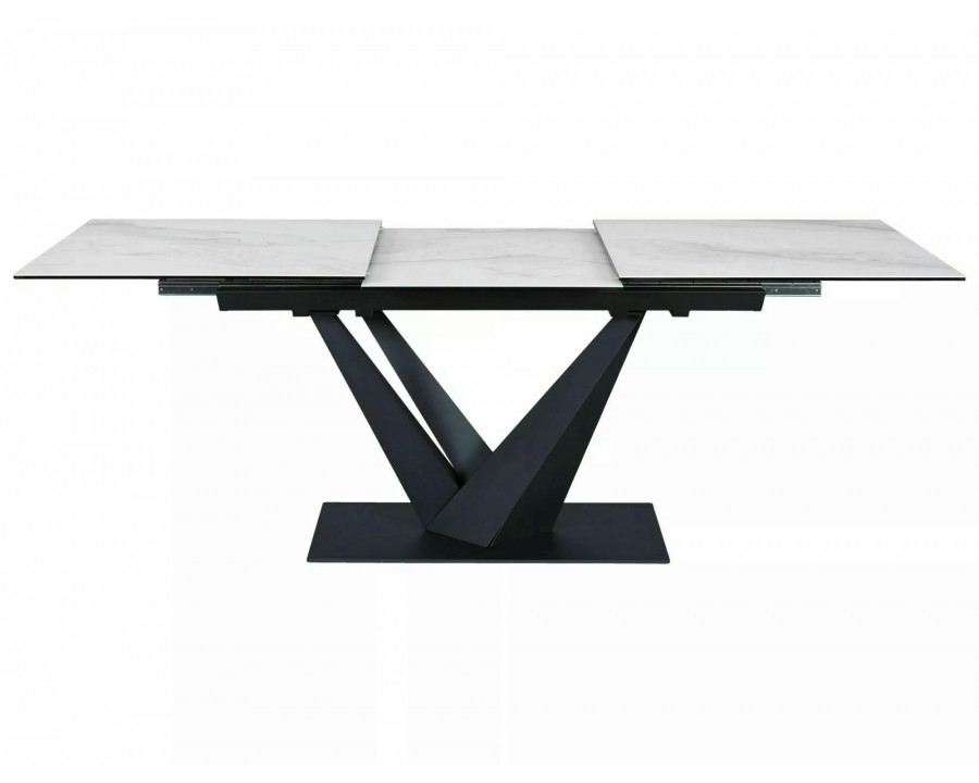 Стіл обідній розкладний SORENTO CERAMIC Білий Nature Cloud / Чорний мат 160(220)X90
