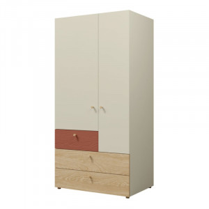 Шафа YUKI REG 2 90х185х60 сірий / бежевий / дуб / коньяк