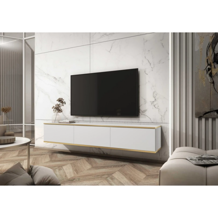Тумба під телевізор навісна Оро / Oro 3-дверна RTV175 Білий Ш175xВ30 см.