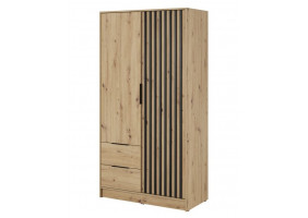 Шафа для одягу Неллі / Nelly 2D 2-дверна Дуб артизан/чорний 105х51х200 см.