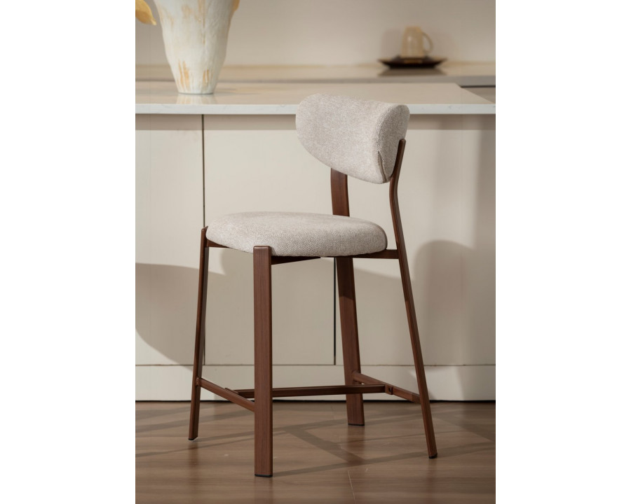 Напівбарний стілець NOMI H-1 горіх метал/бежева тканина