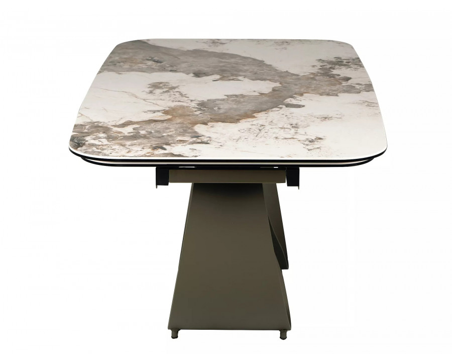 Стіл обідній кухонний розкладний Infinity Ceramic (160–240)×95 см Кераміка Білий / Мідний каркас