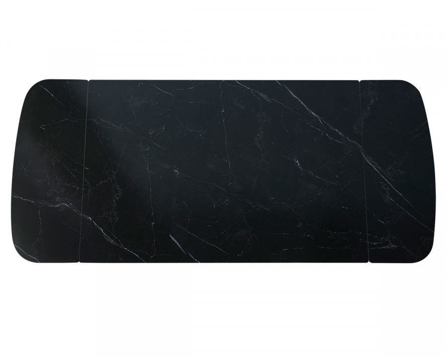 Стіл обідній розкладний DUBLIN CERAMIC 120(180)*80 чорний мат/чорний каркас