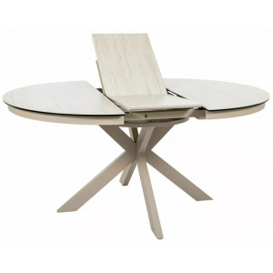 Стіл обідній кухонний розкладний Porto Ceramic (120–160)×120 см Кераміка Беж / Кашемір каркас