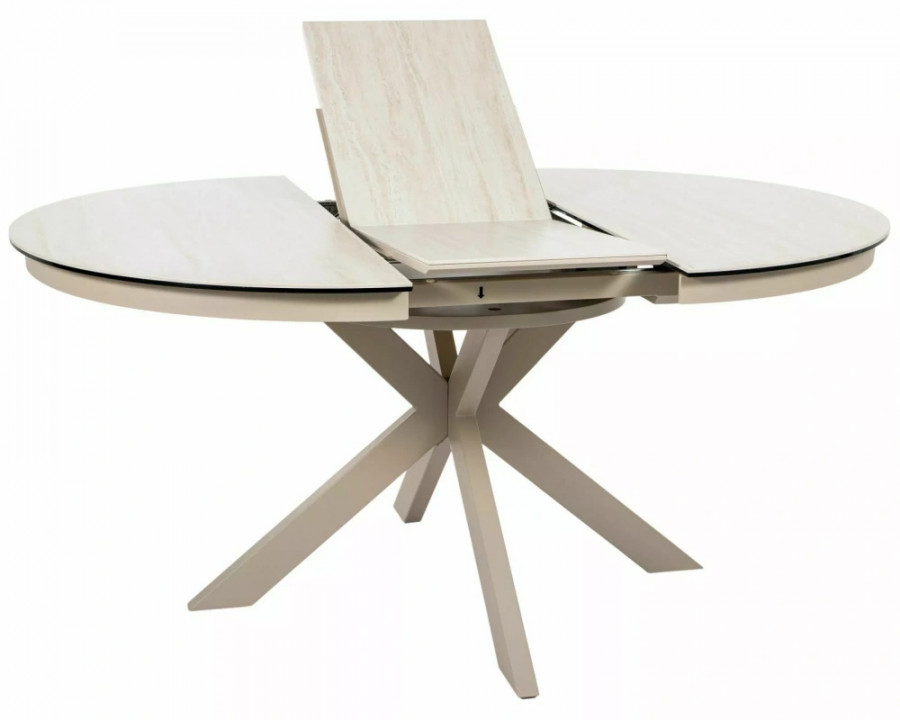 Стіл обідній кухонний розкладний Porto Ceramic (120–160)×120 см Кераміка Беж / Кашемір каркас